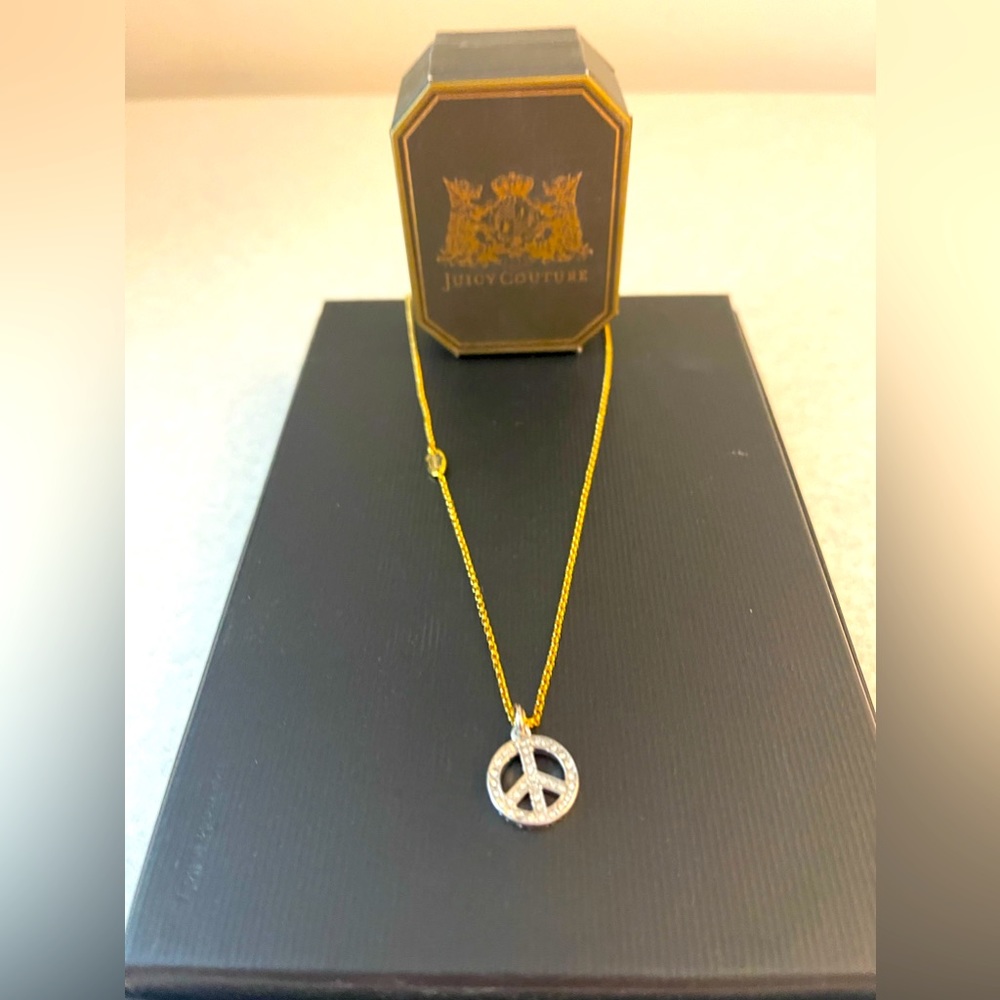 Juicy Couture Peace Sign Necklace with CZ *Brand New with Tags*